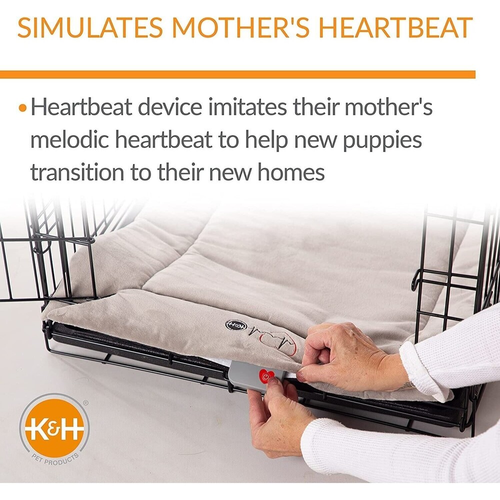K&H PET PRODUCTS Mother’s Heartbeat Puppy Crate Pad Gray Fleece Medium Breed
